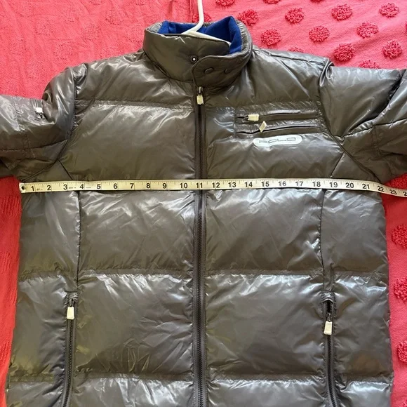 Polo Ralph Lauren Puffer Down Jacket Silver Gray Metallic Winter Women’s Size XL - Picture 9 of 11